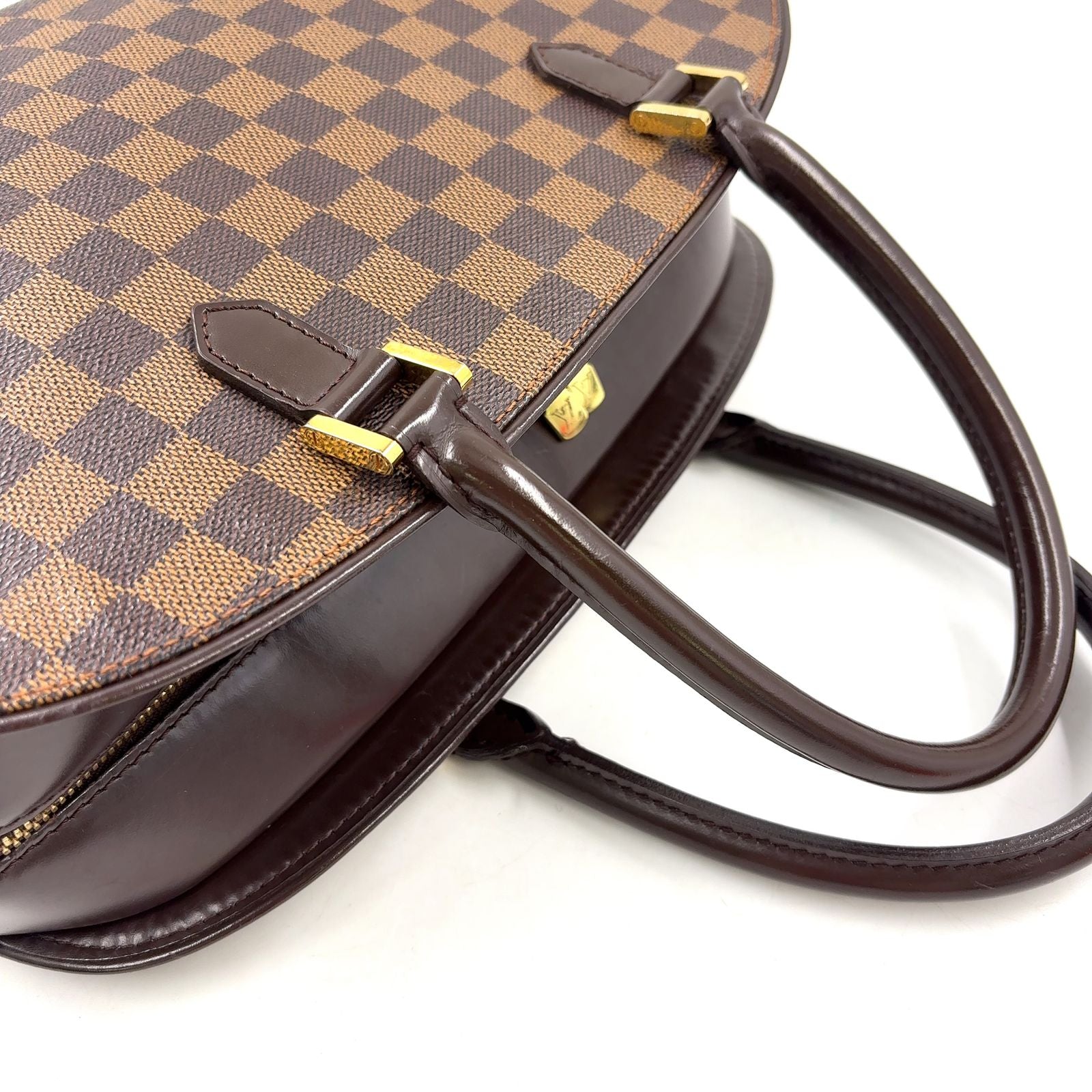 Louis Vuitton Saria Horizon Tal Damier Ebene Leather Brown Handbag Gold — view 6