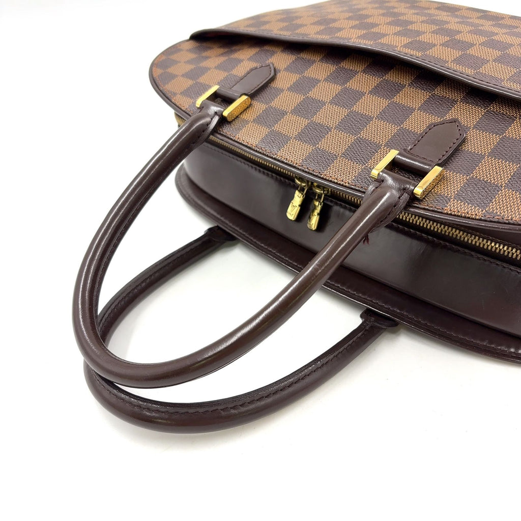 Louis Vuitton Saria Horizon Tal Damier Ebene Leather Brown Handbag Gold — view 5