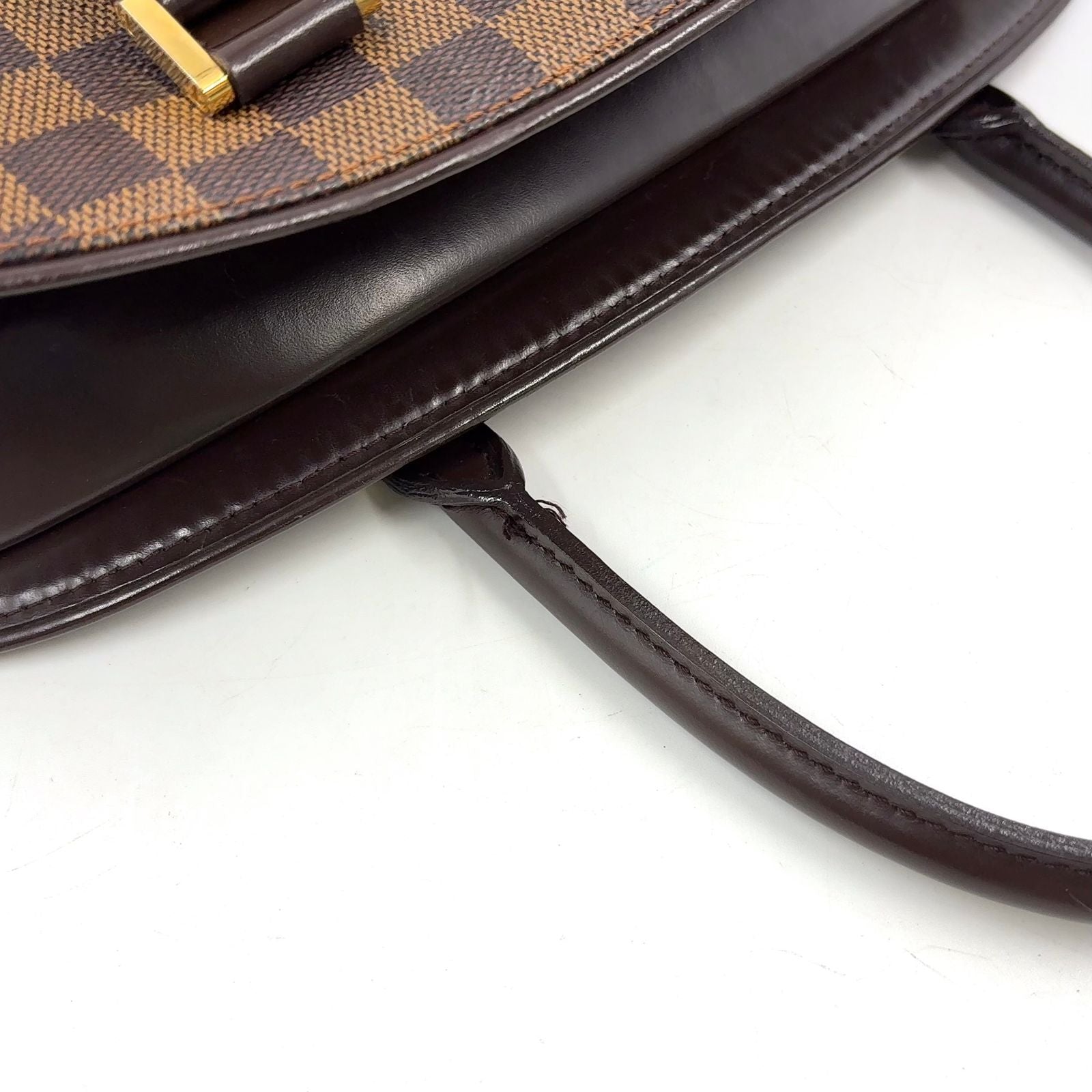 Louis Vuitton Saria Horizon Tal Damier Ebene Leather Brown Handbag Gold — view 7