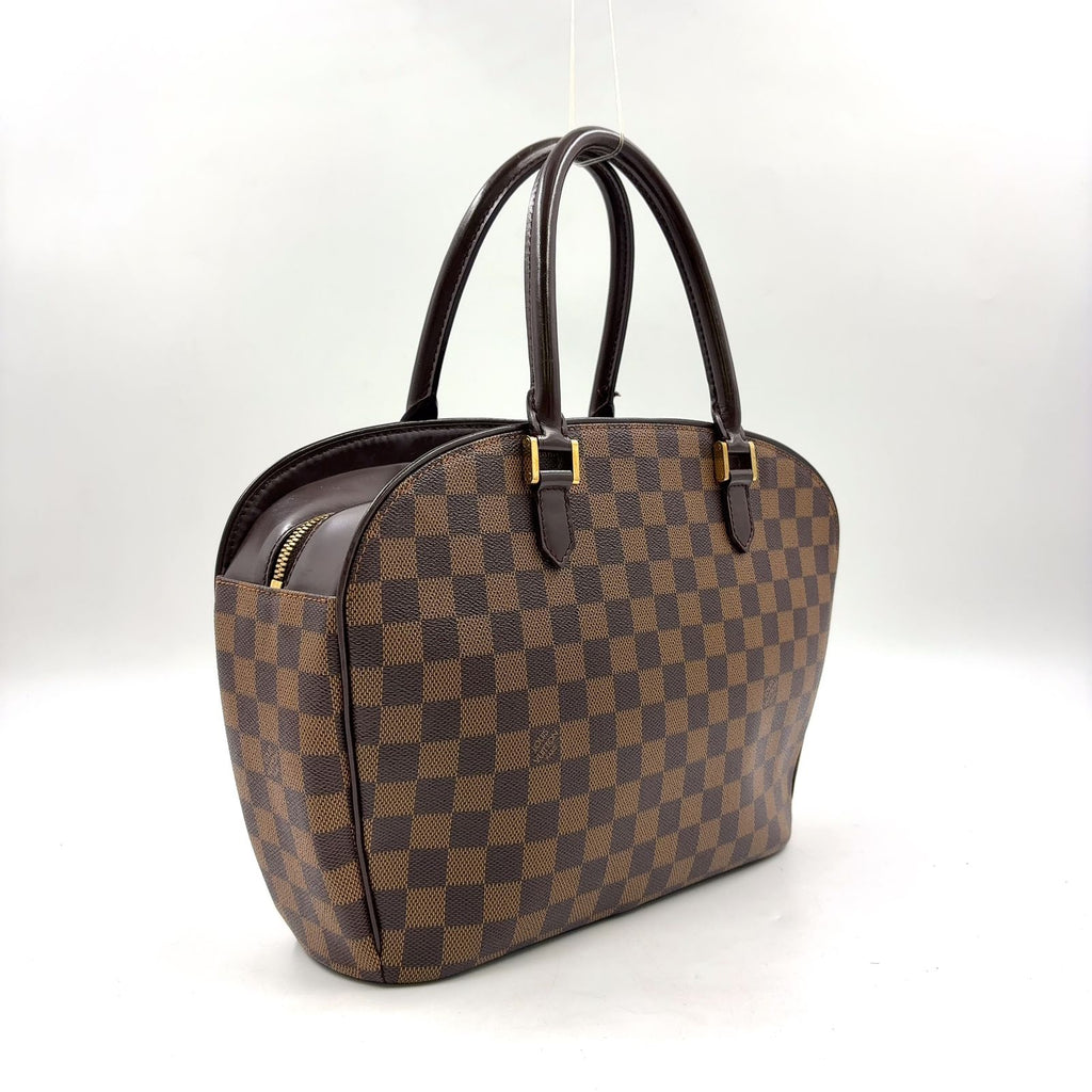 Louis Vuitton Saria Horizon Tal Damier Ebene Leather Brown Handbag Gold — view 2