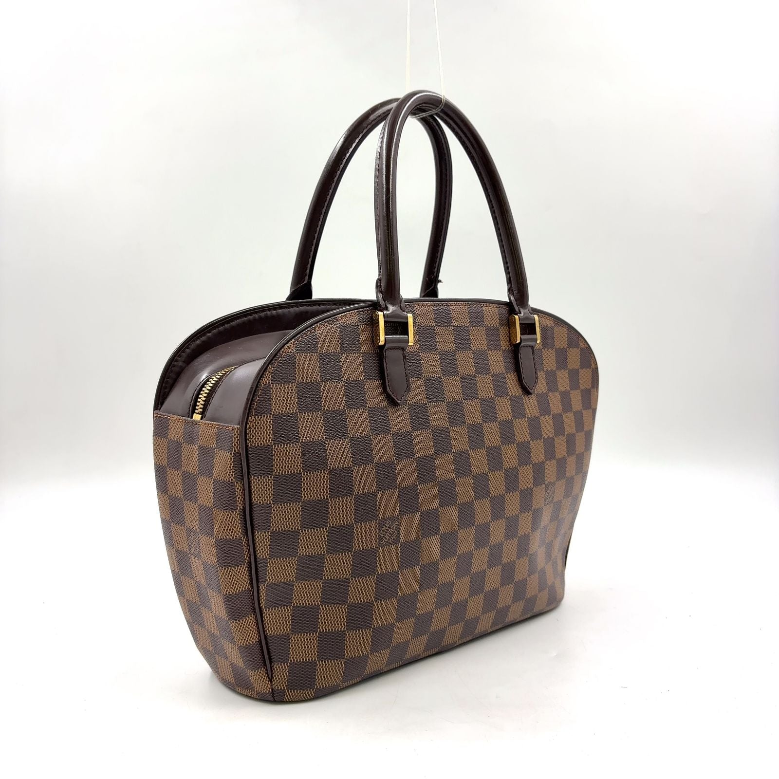 Louis Vuitton Saria Horizon Tal Damier Ebene Leather Brown Handbag Gold — view 2