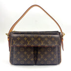 Louis Vuitton Vivacite GM Monogram Leather Brown Shoulder Bag Gold