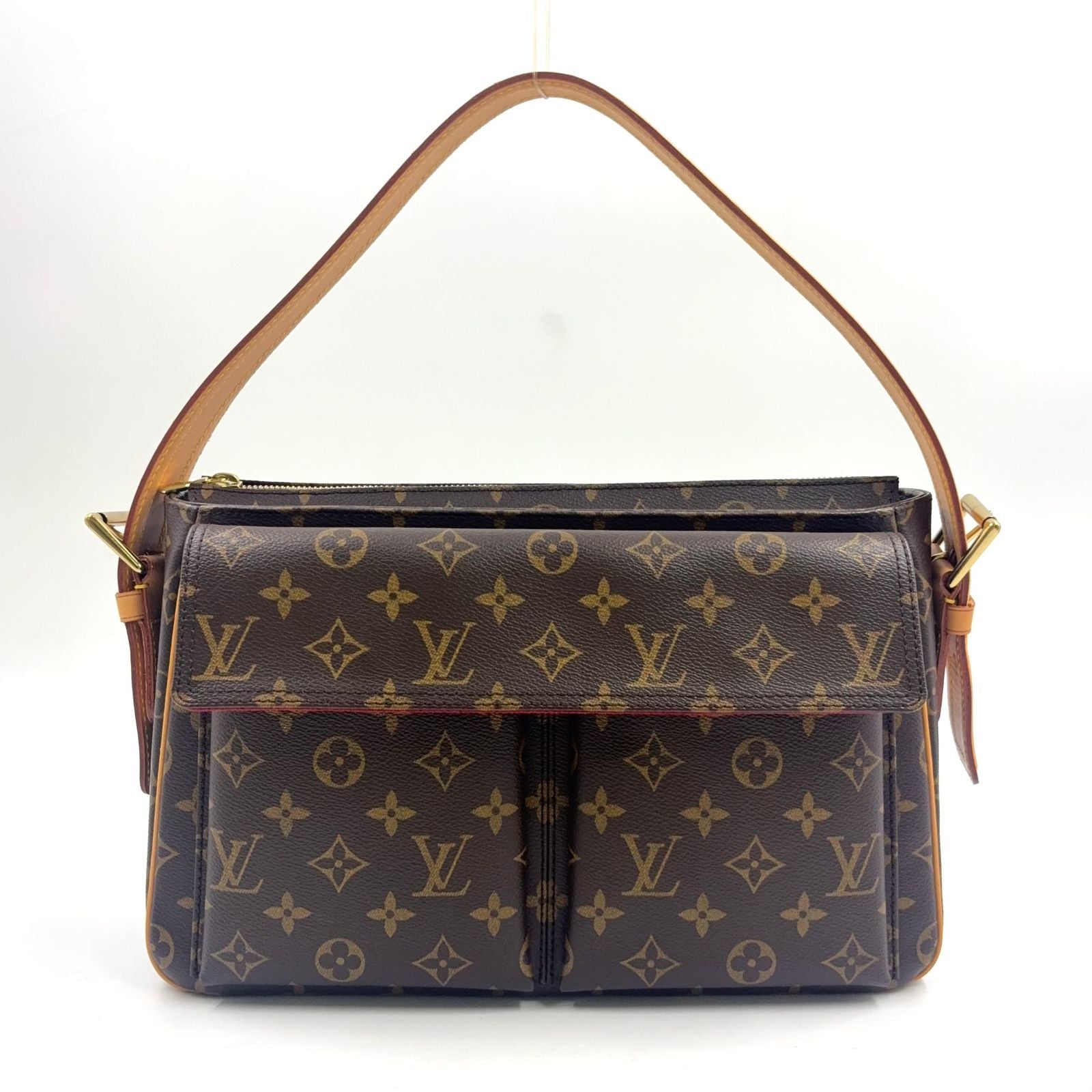 Louis Vuitton Vivacite GM Monogram Leather Brown Shoulder Bag Gold