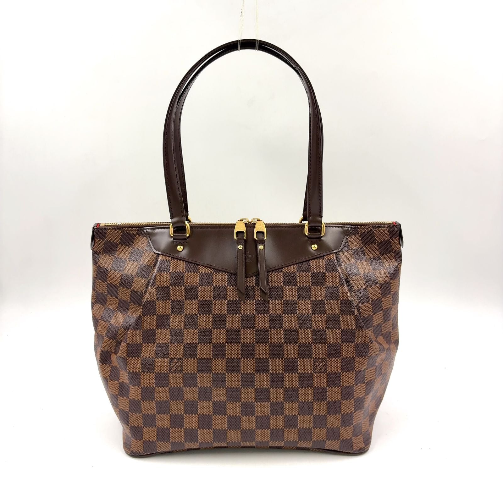 Louis Vuitton Westminster GM Damier Ebene Leather Brown Tote Bag Gold