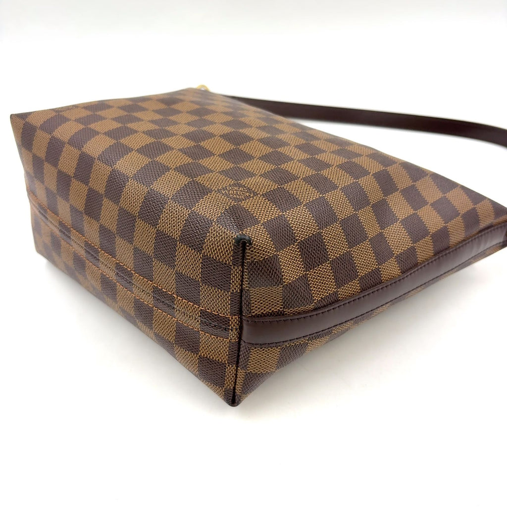 Louis Vuitton Illovo MM Damier Ebene Leather Brown Shoulder Bag Gold — view 8