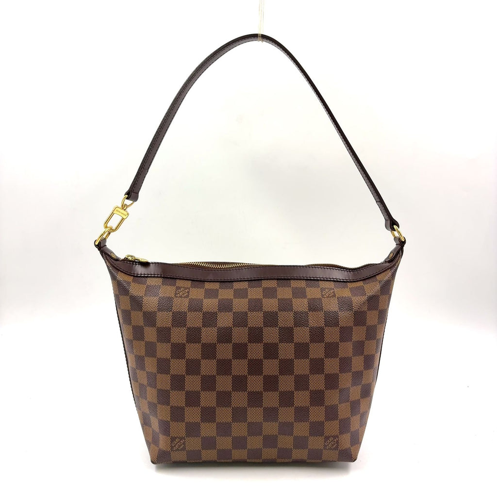 Louis Vuitton Illovo MM Damier Ebene Leather Brown Shoulder Bag Gold