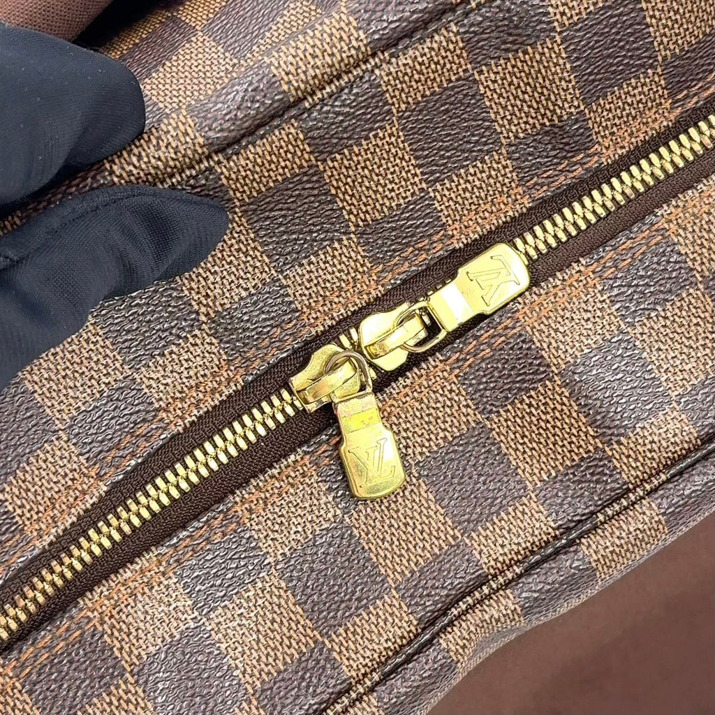 Louis Vuitton Naviglio Damier Ebene Leather Brown Shoulder Bag Gold — view 8
