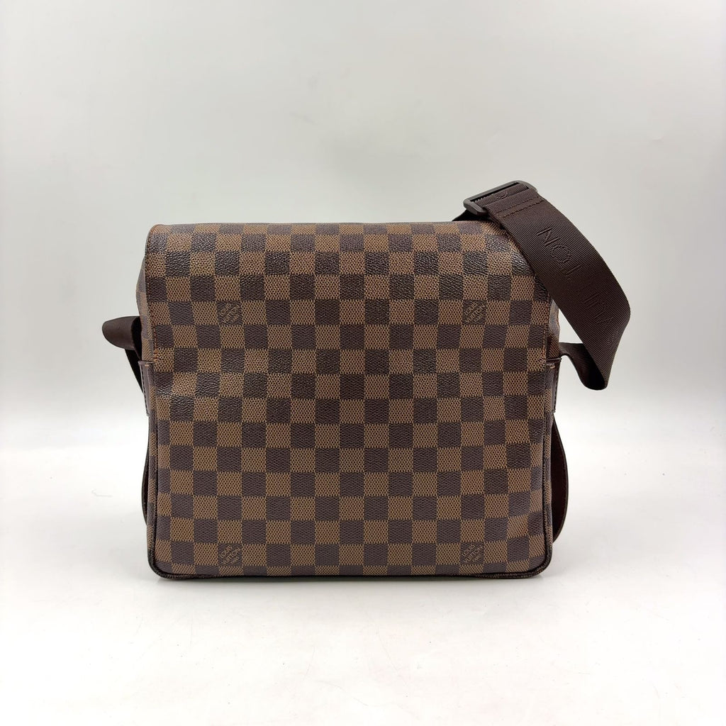 Louis Vuitton Naviglio Damier Ebene Leather Brown Shoulder Bag Gold