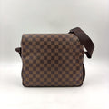 Louis Vuitton Naviglio Damier Ebene Leather Brown Shoulder Bag Gold