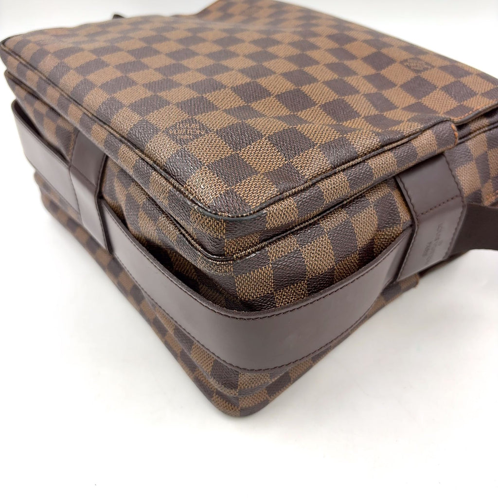 Louis Vuitton Naviglio Damier Ebene Leather Brown Shoulder Bag Gold — view 7