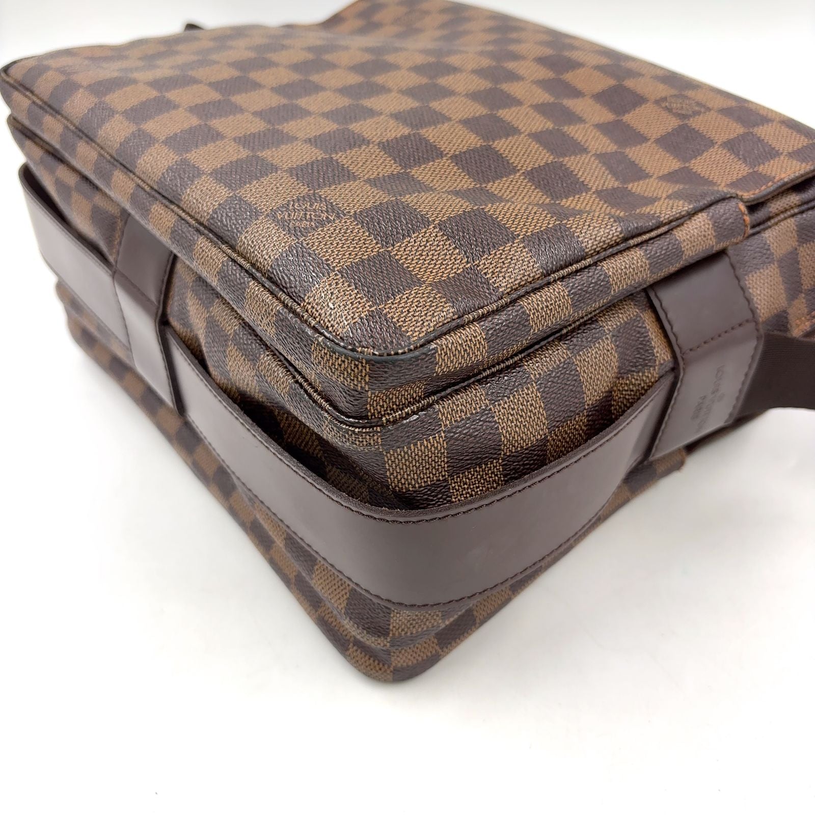 Louis Vuitton Naviglio Damier Ebene Leather Brown Shoulder Bag Gold — view 7