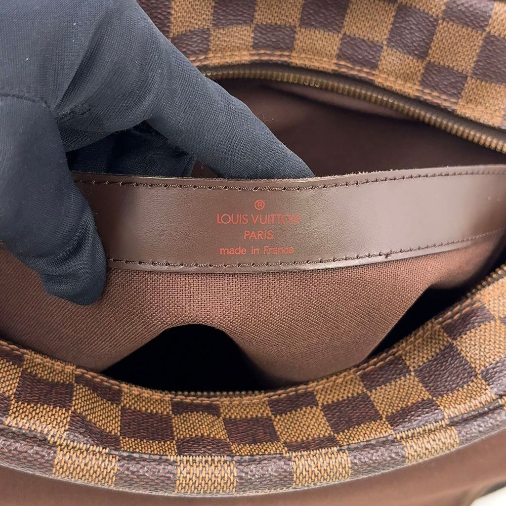 Louis Vuitton Naviglio Damier Ebene Leather Brown Shoulder Bag Gold — view 4