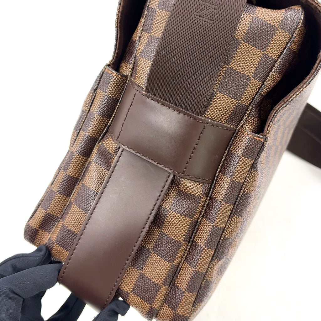 Louis Vuitton Naviglio Damier Ebene Leather Brown Shoulder Bag Gold — view 6