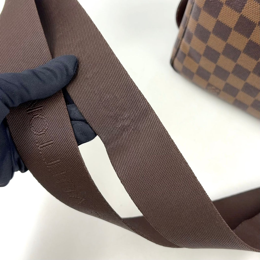 Louis Vuitton Naviglio Damier Ebene Leather Brown Shoulder Bag Gold — view 5