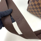 Louis Vuitton Naviglio Damier Ebene Leather Brown Shoulder Bag Gold — view 5