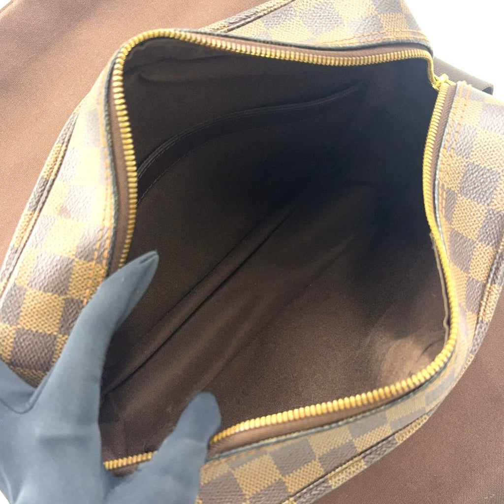 Louis Vuitton Naviglio Damier Ebene Leather Brown Shoulder Bag Gold — view 3