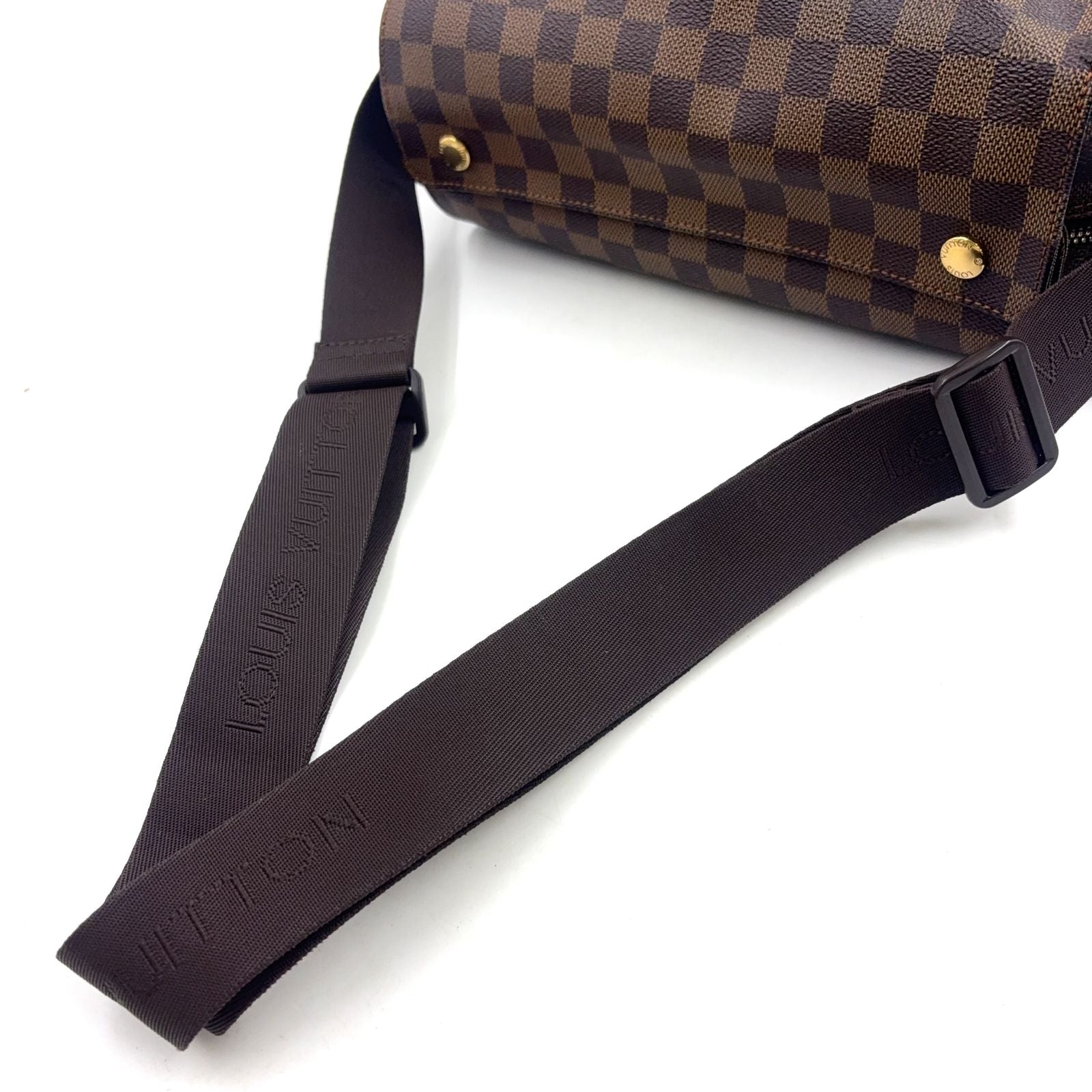 Louis Vuitton Naviglio Damier Ebene Leather Brown Shoulder Bag Gold — view 8