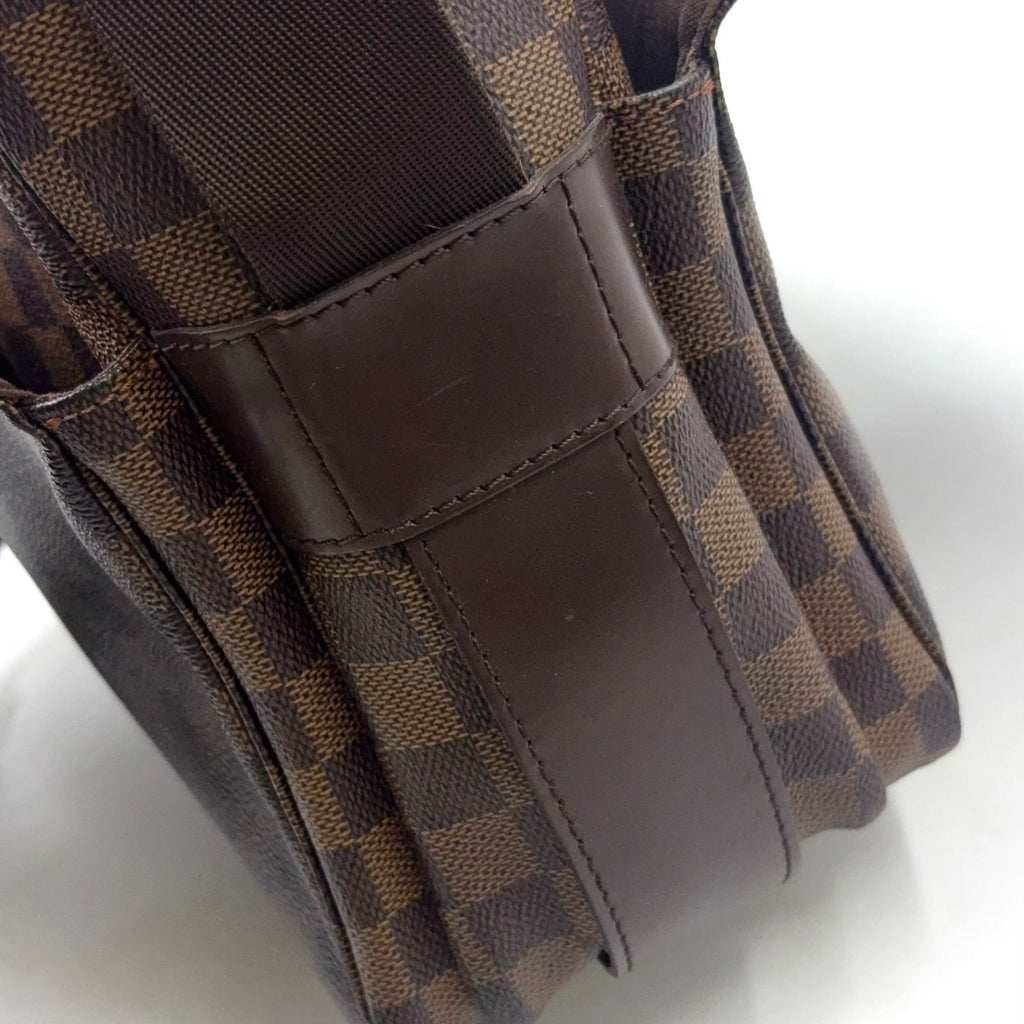 Louis Vuitton Naviglio Damier Ebene Leather Brown Shoulder Bag Gold — view 7
