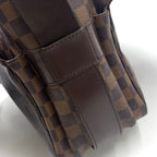 Louis Vuitton Naviglio Damier Ebene Leather Brown Shoulder Bag Gold — view 7