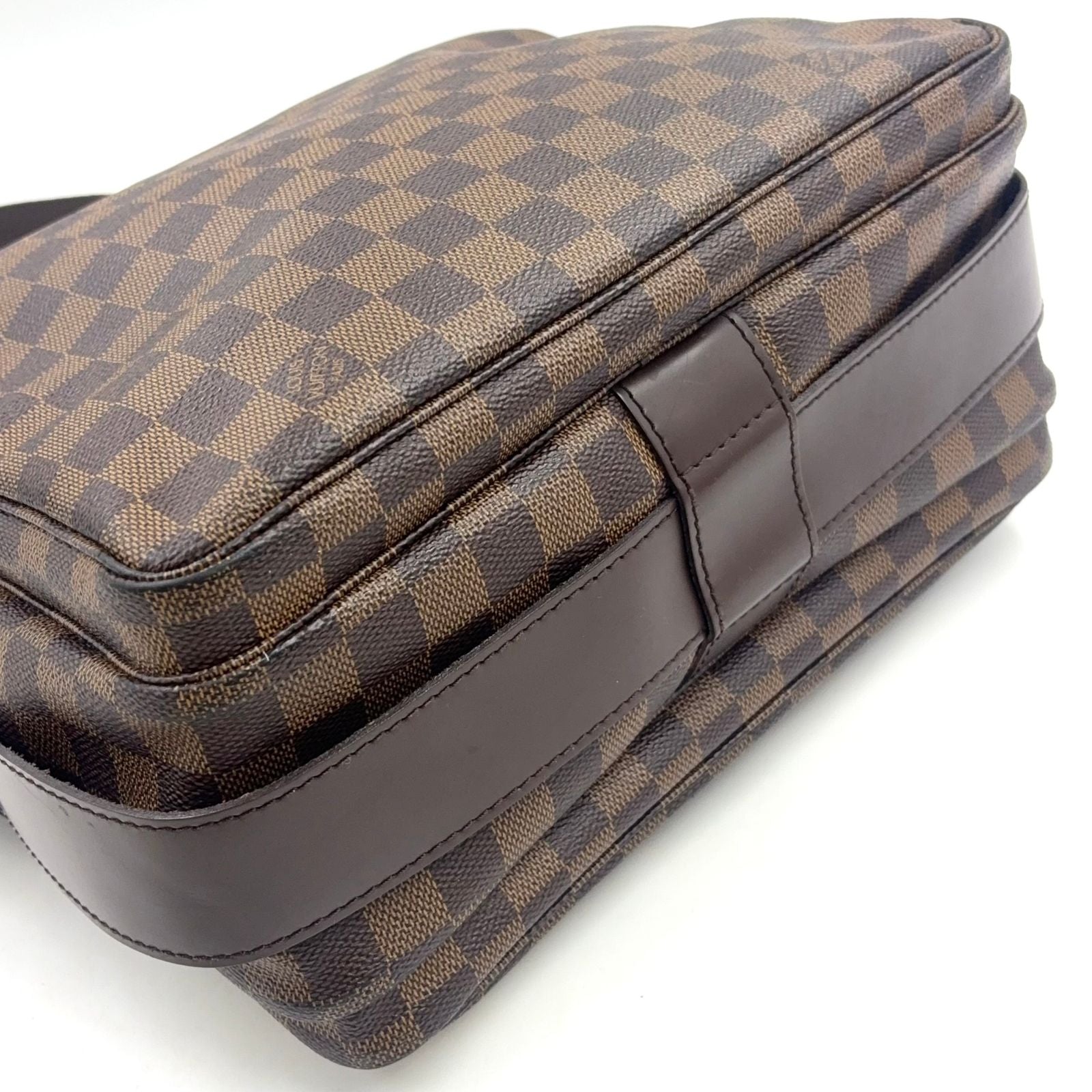 Louis Vuitton Naviglio Damier Ebene Leather Brown Shoulder Bag Gold — view 5