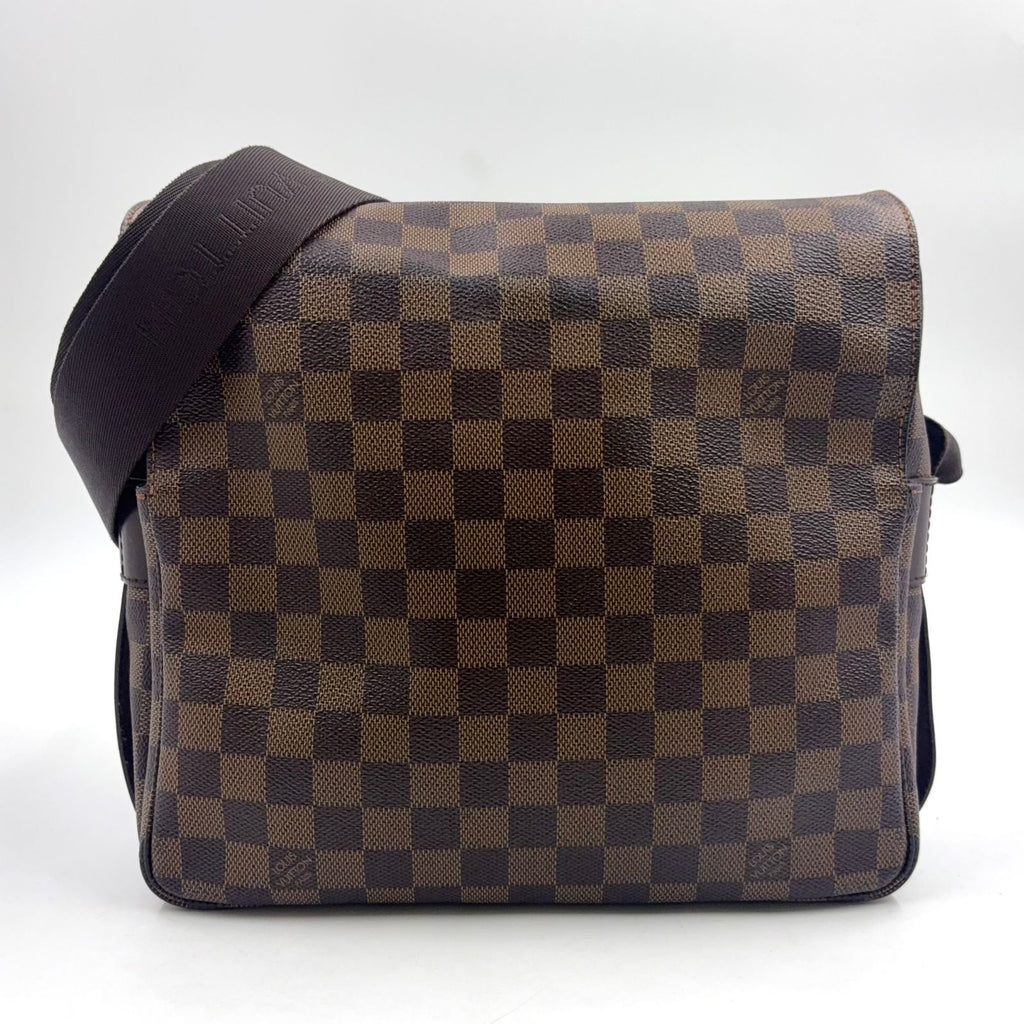 Louis Vuitton Naviglio Damier Ebene Leather Brown Shoulder Bag Gold