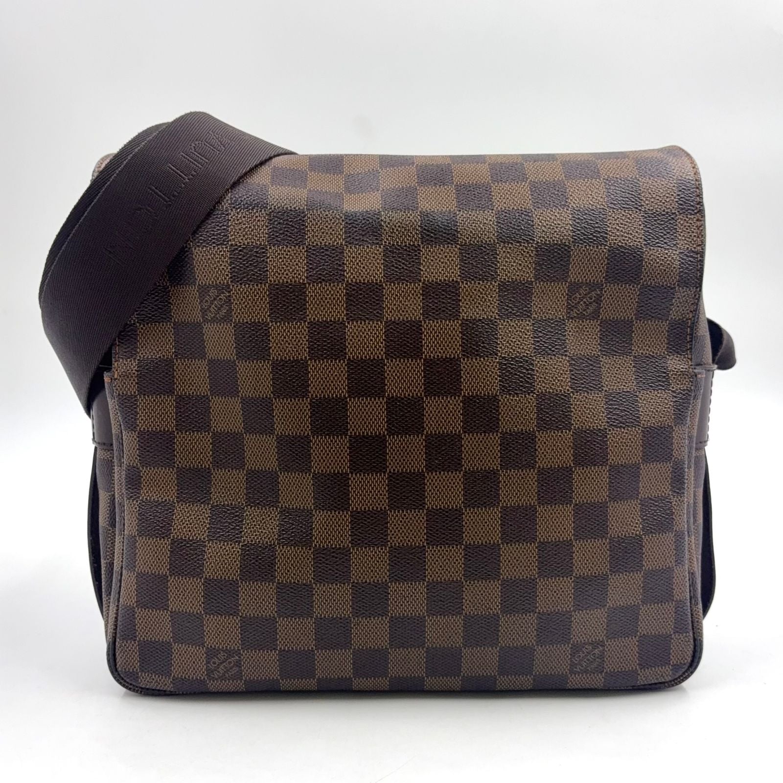 Louis Vuitton Naviglio Damier Ebene Leather Brown Shoulder Bag Gold
