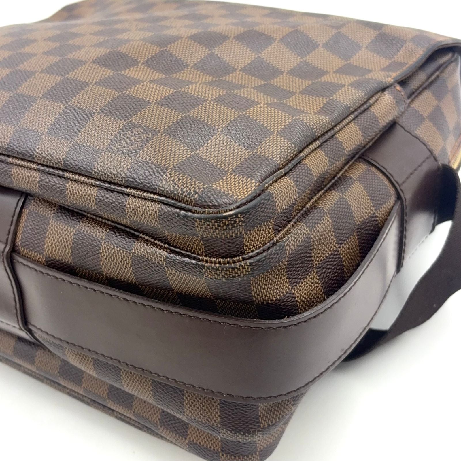 Louis Vuitton Naviglio Damier Ebene Leather Brown Shoulder Bag Gold — view 6