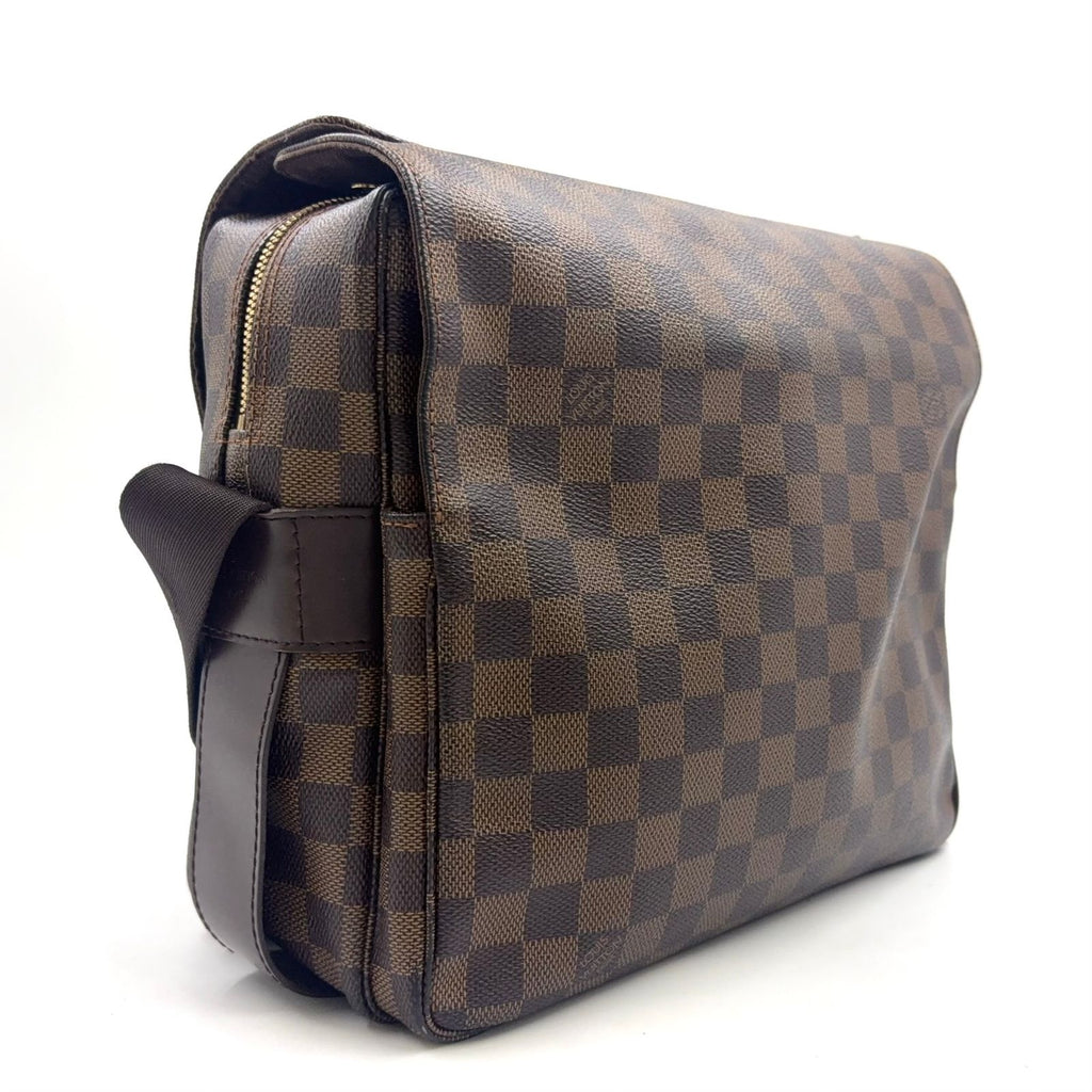 Louis Vuitton Naviglio Damier Ebene Leather Brown Shoulder Bag Gold — view 2