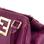 Fendi FF Logo Calfskin Purple Handbag Gold — view 7
