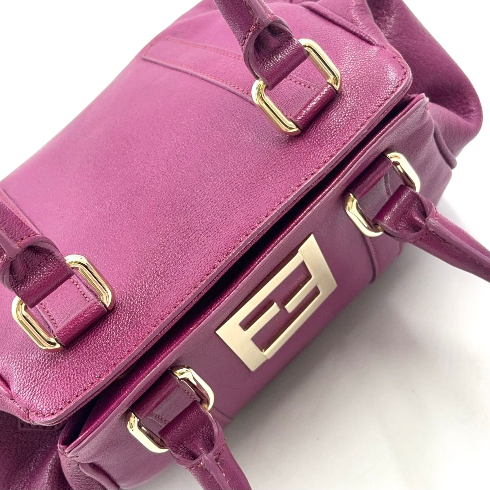 Fendi FF Logo Calfskin Purple Handbag Gold — view 6