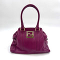 Fendi FF Logo Calfskin Purple Handbag Gold