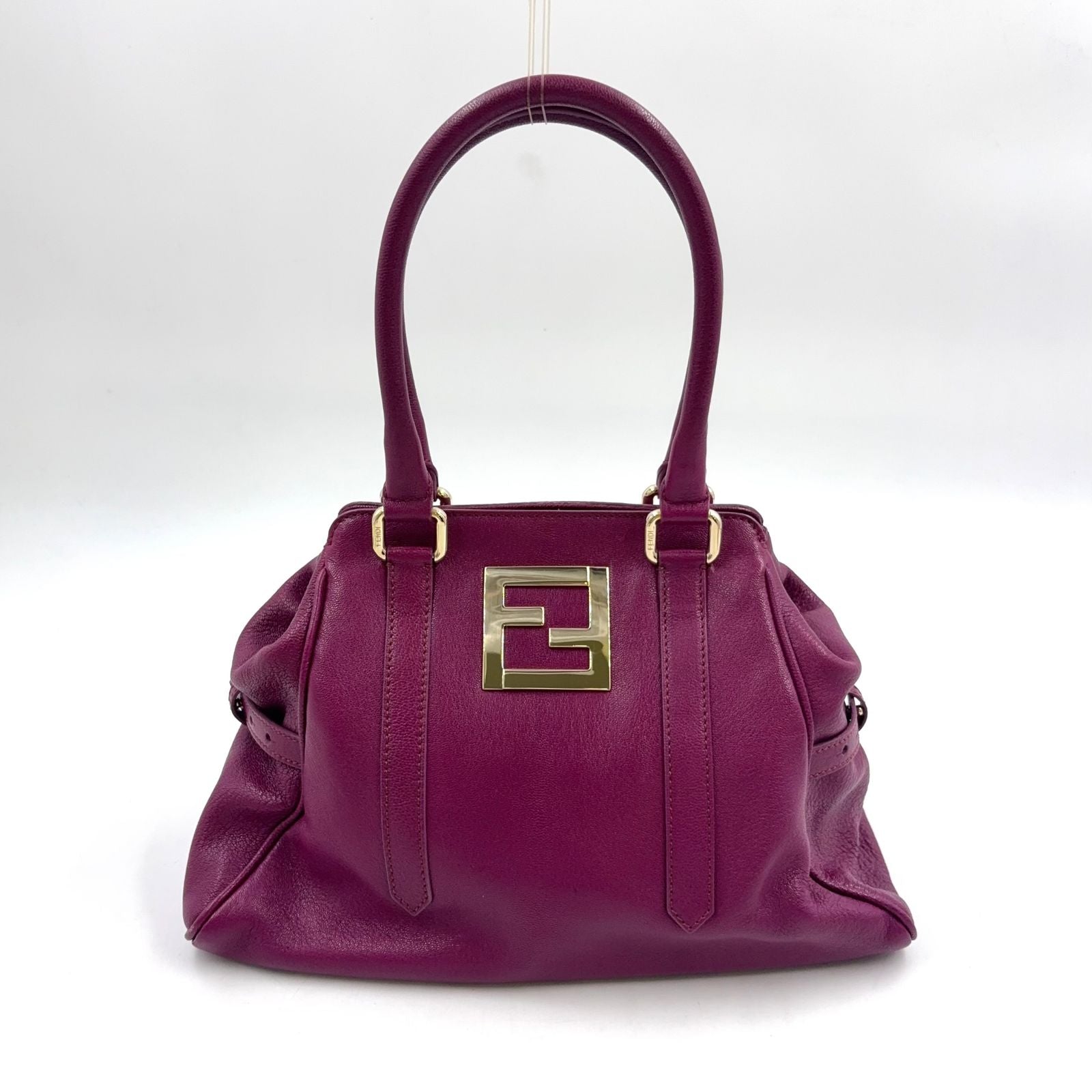 Fendi FF Logo Calfskin Purple Handbag Gold