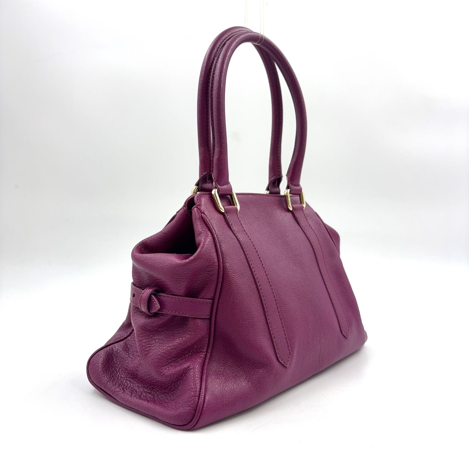 Fendi FF Logo Calfskin Purple Handbag Gold — view 2