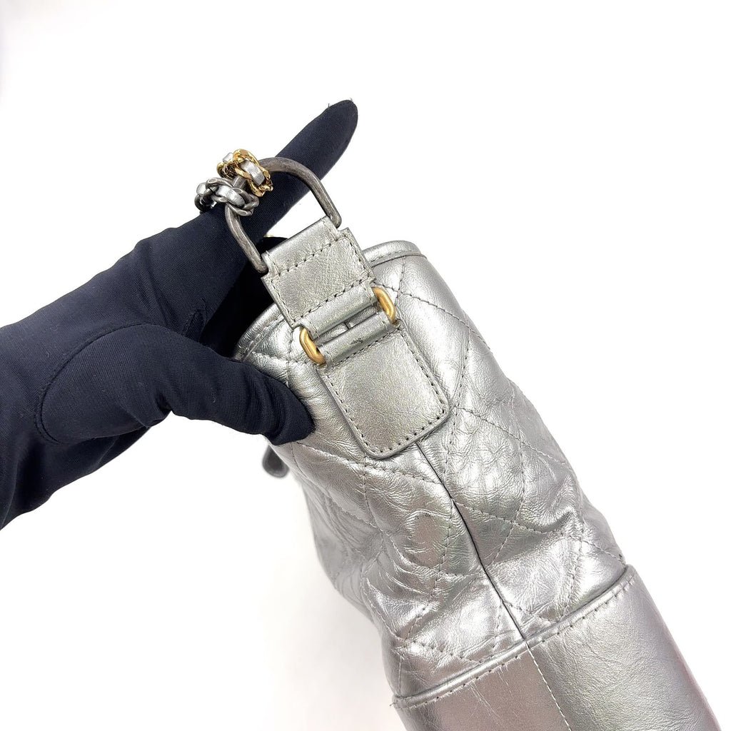 Chanel Gabrielle Calfskin Silver Chain Shoulder Bag Gold — view 6