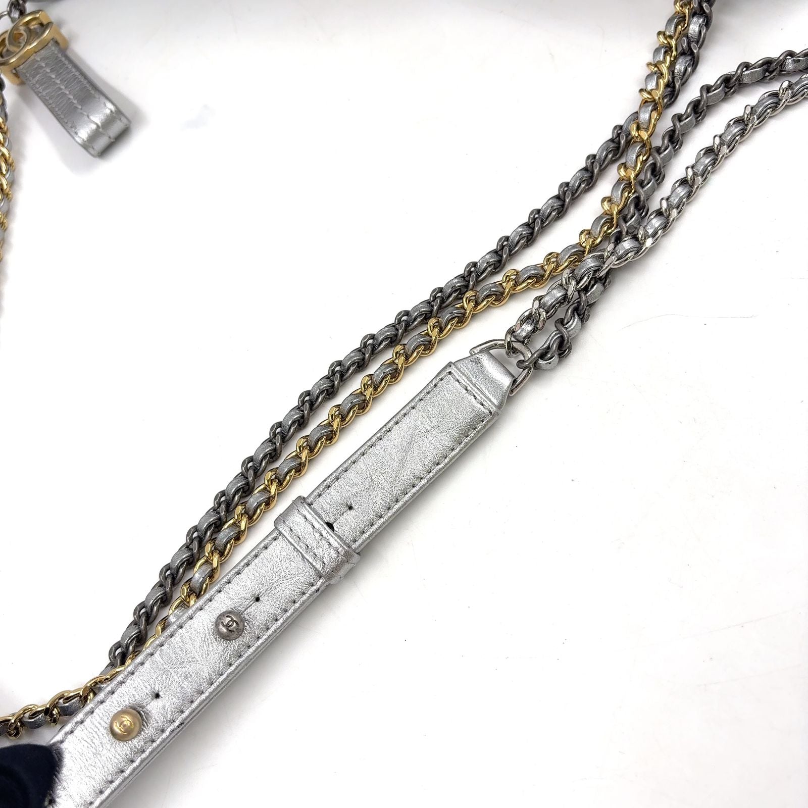 Chanel Gabrielle Calfskin Silver Chain Shoulder Bag Gold — view 5