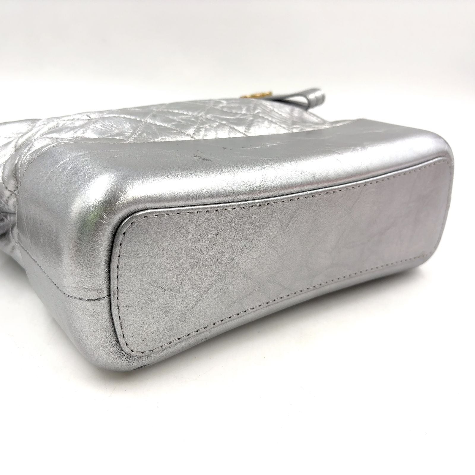 Chanel Gabrielle Calfskin Silver Chain Shoulder Bag Gold — view 7