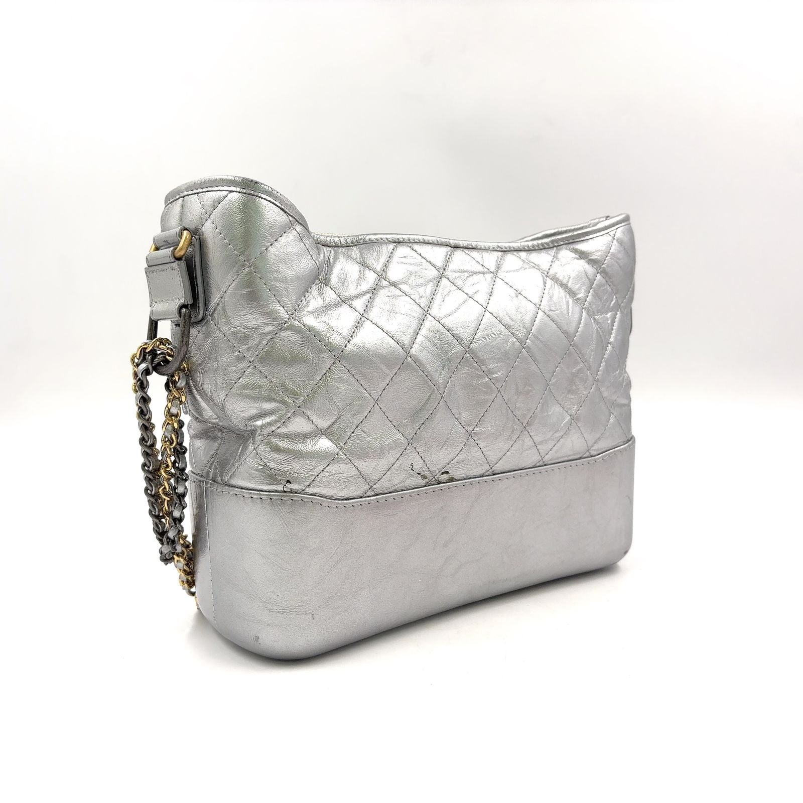 Chanel Gabrielle Calfskin Silver Chain Shoulder Bag Gold — view 2
