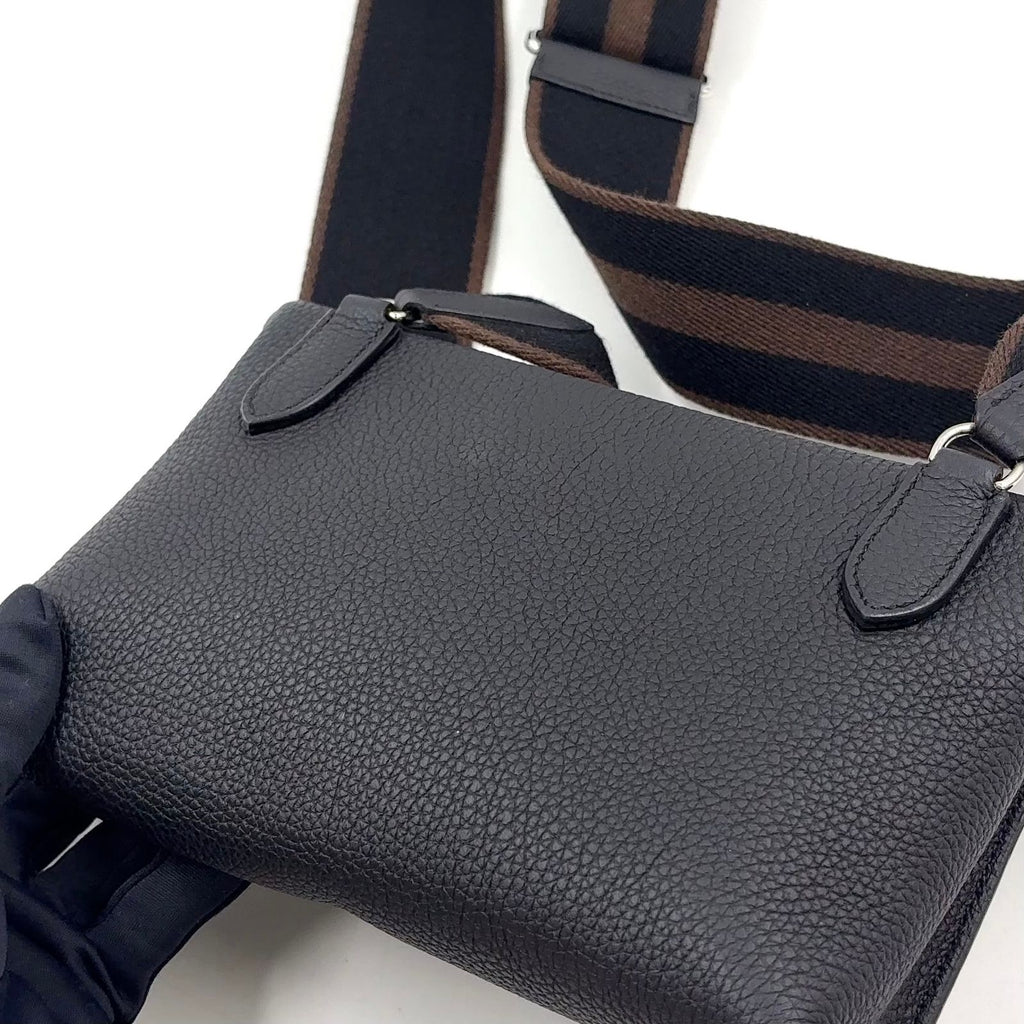 Hermes Vide Poche Veau Togo Brown Black Shoulder Bag Silver — view 7