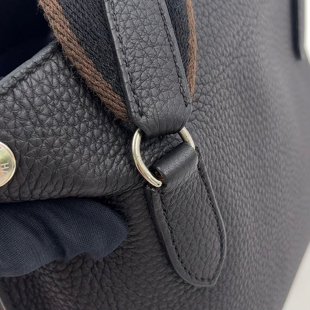 Hermes Vide Poche Veau Togo Brown Black Shoulder Bag Silver — view 6