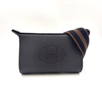 Hermes Vide Poche Veau Togo Brown Black Shoulder Bag Silver