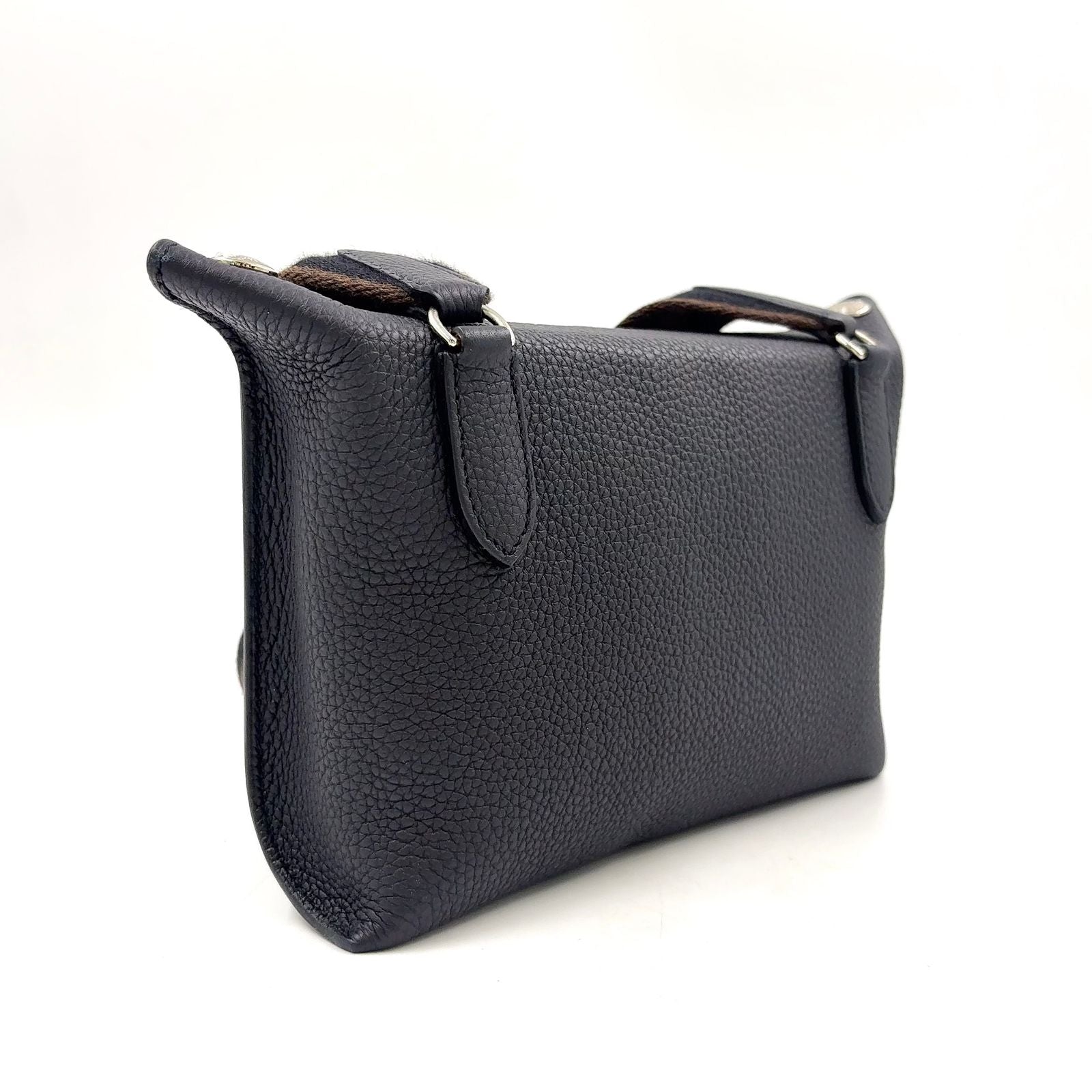 Hermes Vide Poche Veau Togo Brown Black Shoulder Bag Silver — view 2