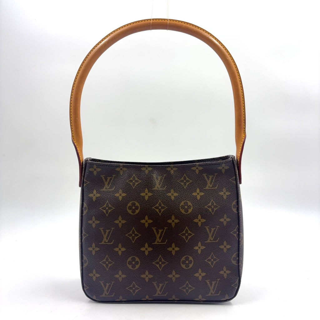 Louis Vuitton Looping MM Monogram Leather Brown Light Handbag Gold