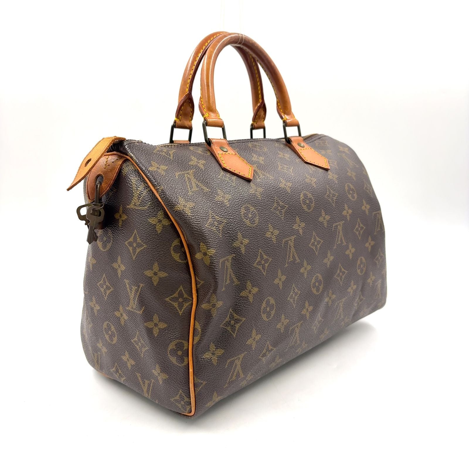 Louis Vuitton Speedy 30 Monogram Leather Brown Light Handbag Gold — view 2