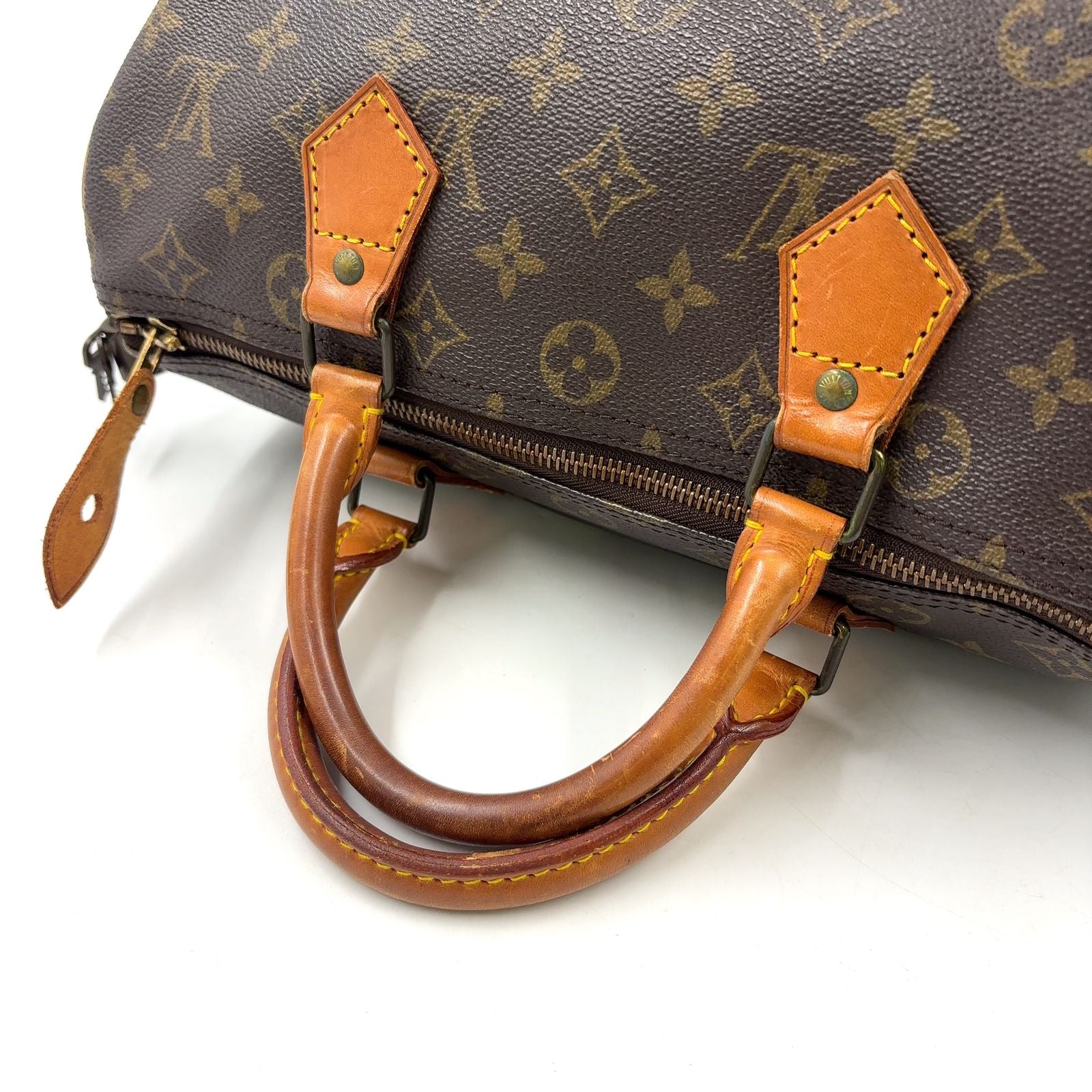 Louis Vuitton Speedy 30 Monogram Leather Brown Light Handbag Gold — view 5