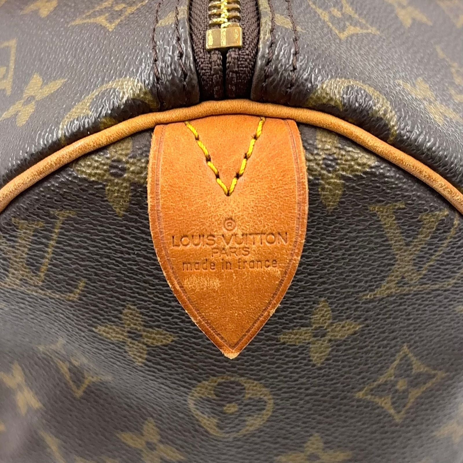 Louis Vuitton Speedy 30 Monogram Leather Brown Light Handbag Gold — view 4