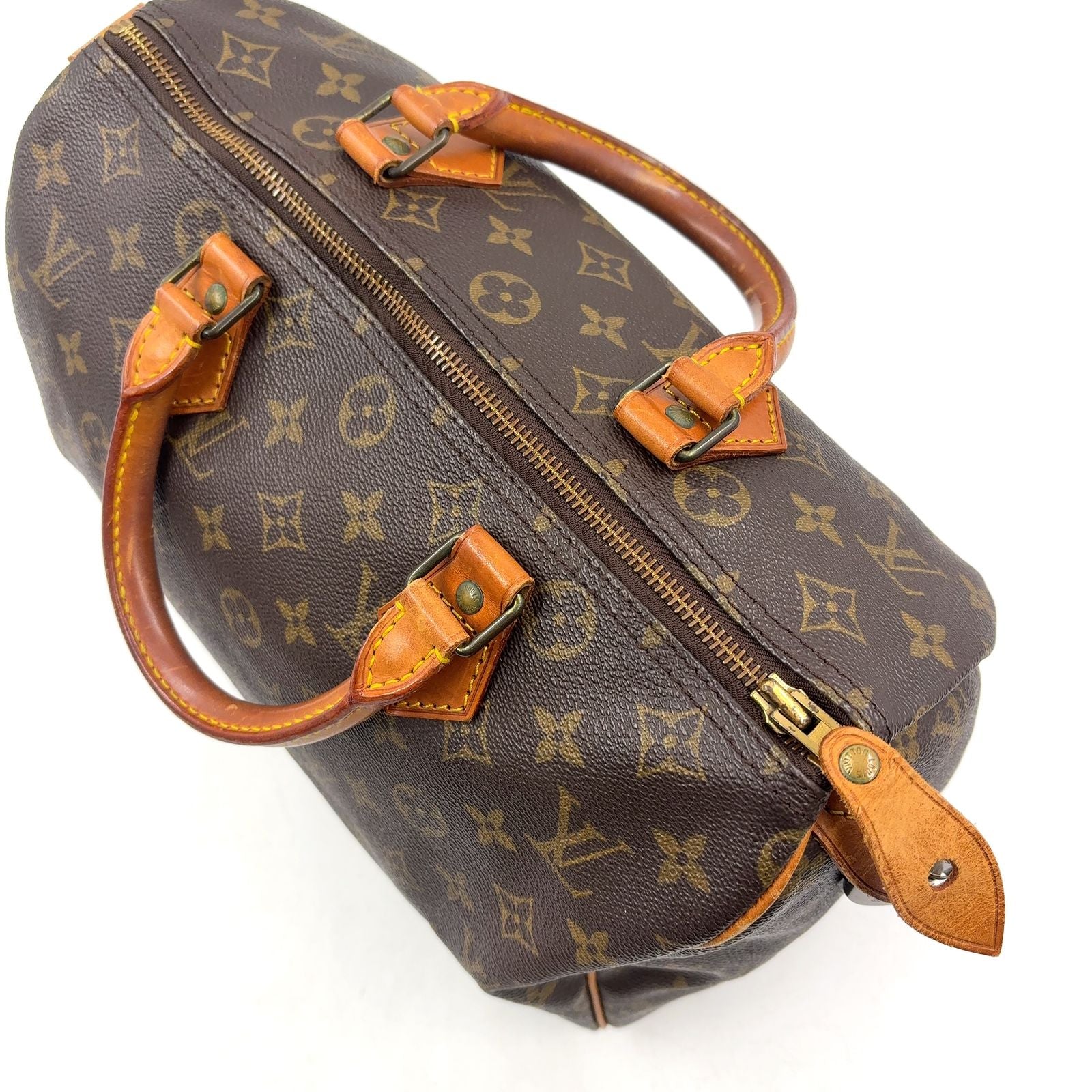Louis Vuitton Speedy 30 Monogram Leather Brown Light Handbag Gold — view 7