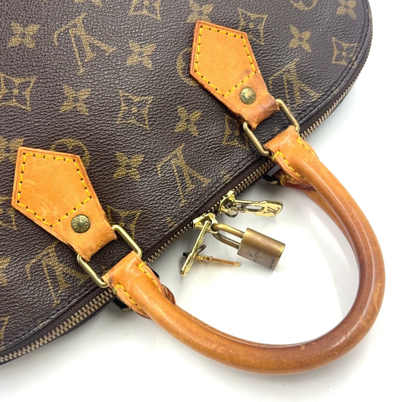 Louis Vuitton Alma PM Monogram Leather Brown Light Handbag Gold — view 8