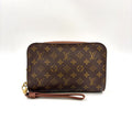 Louis Vuitton Orsay Monogram Leather Brown Light Clutch Gold