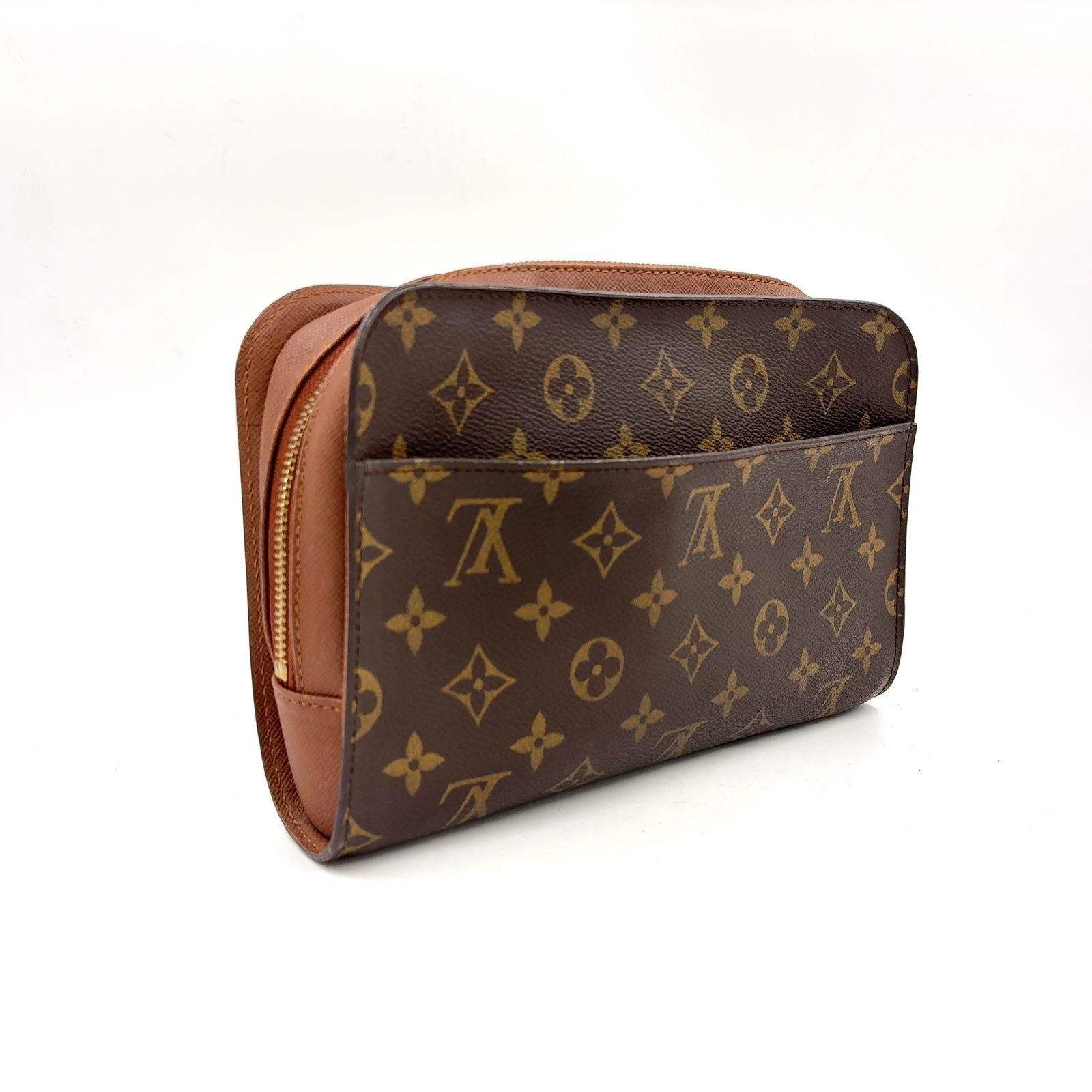 Louis Vuitton Orsay Monogram Leather Brown Light Clutch Gold — view 2