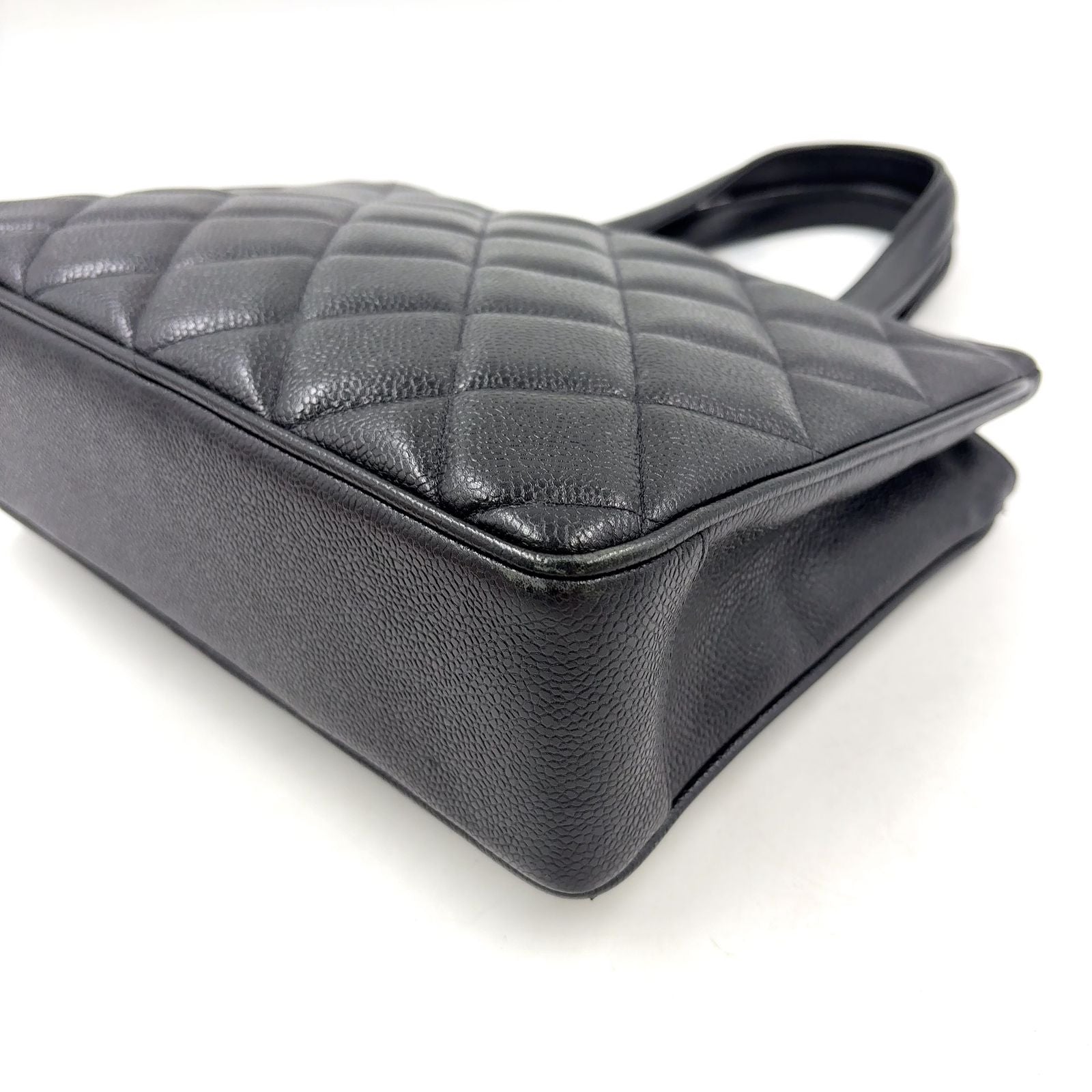 Chanel Quilted Turnlock Caviar Leather Black Tote Bag Gold — view 7
